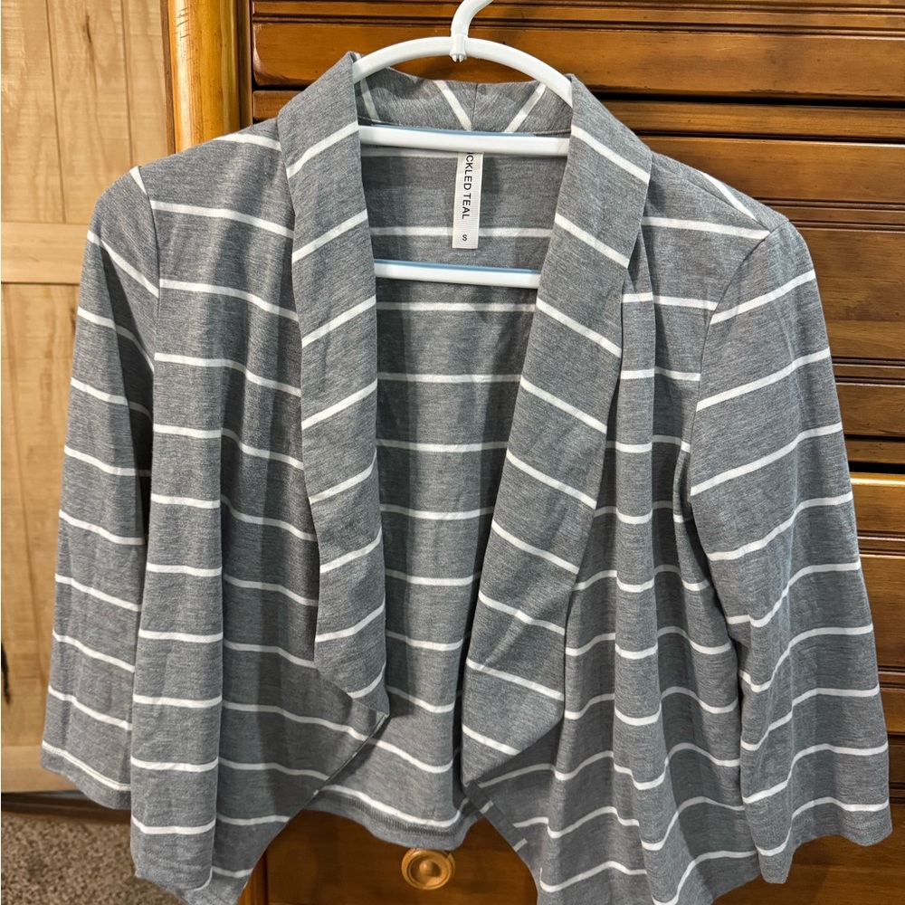 Tickled Teal Striped Blazer